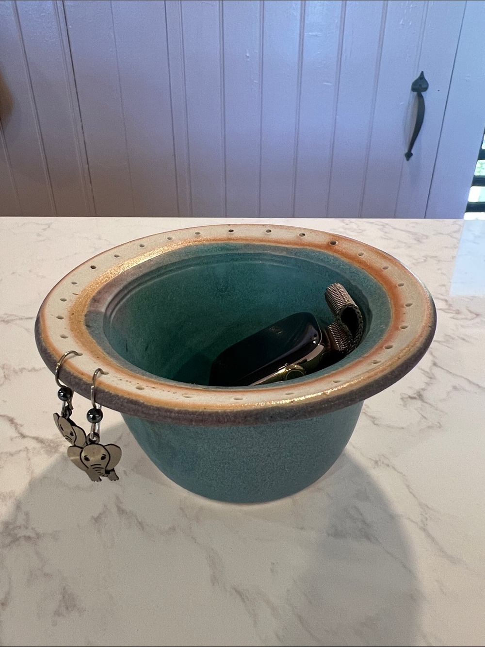 Handmade Studio Pottery Jewelry Catchall Bowl with Earring Storage Display